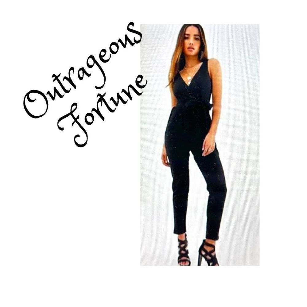 Classy Dressy Black Jumpsuit by Outrageous Fortune. Like New. Wrap Front, Tie